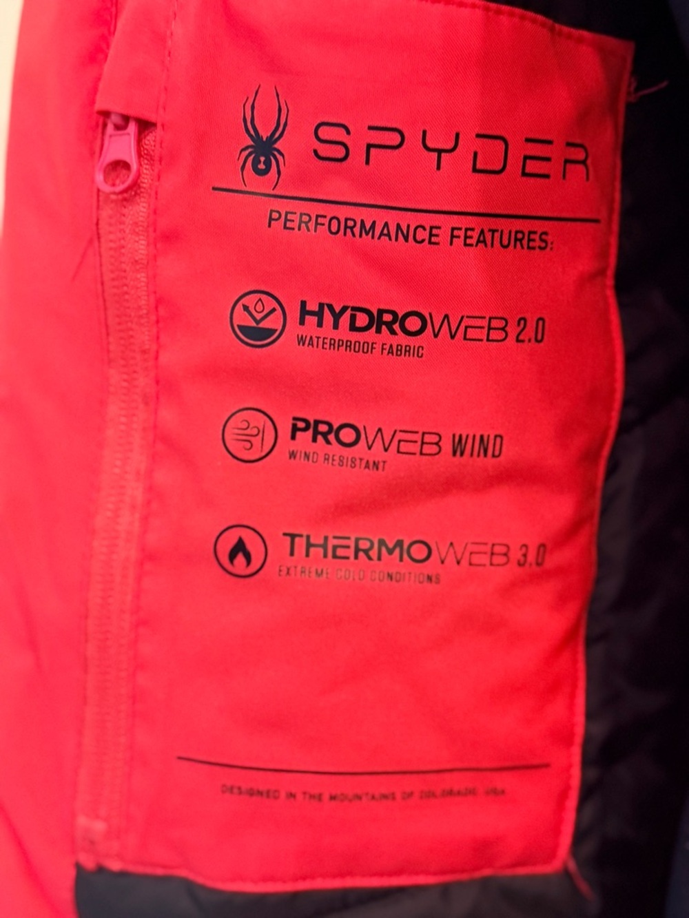 Spyder Red and Black Insulated Ski Jacket with Spider Logo - Picture 6 of 16